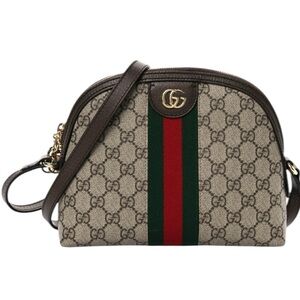 Gucci Ophidia GG Supreme Small Crossbody Bag Web Stripe Brown Canvas